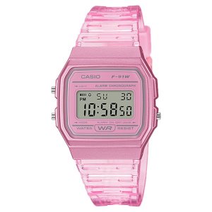 Casio Translucent Dijital F91WS-4 Casio Erkek Pembe | CPDHQZ291