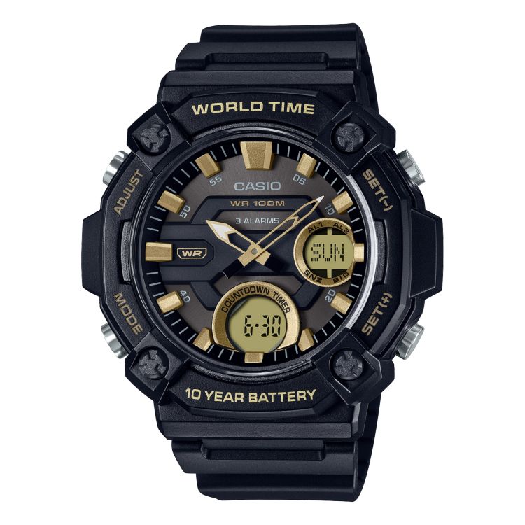 Casio Analog-Dijital AEQ120W-9AV Casio Erkek Siyah Altın | ELQKOP805