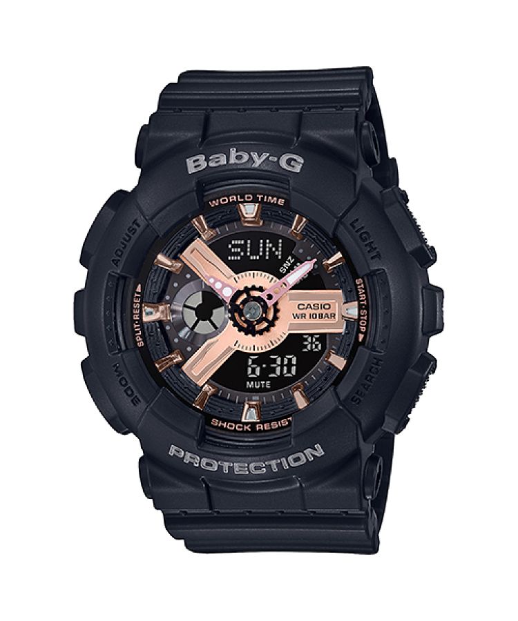 Casio BA110RG-1A Baby-G Kadın Siyah Pembe Altın | OFCHBW392