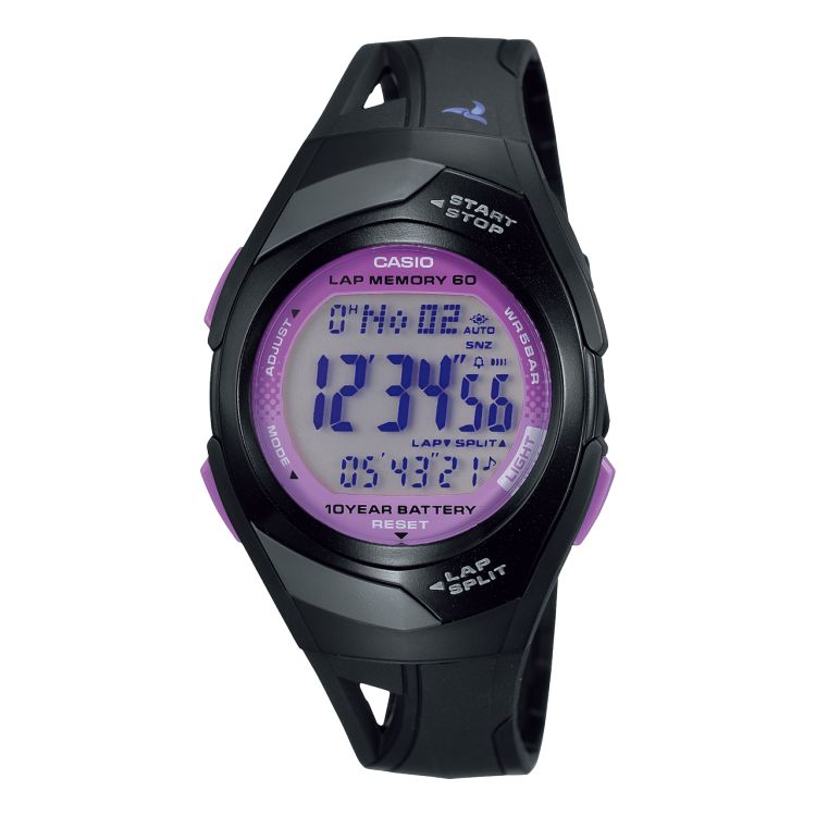 Casio Dijital Eco-friendly Runners STR300-1C Casio Kadın Siyah Mor | EAVRHX658