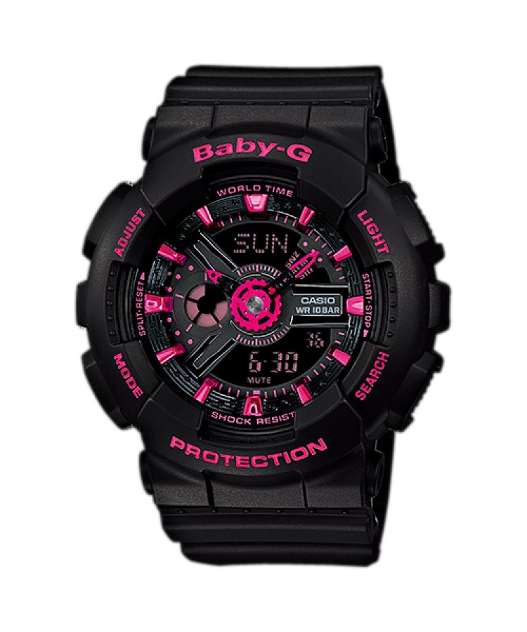 Casio Hot BA111-1A Baby-G Kadın Siyah Pembe | ICUWHA465