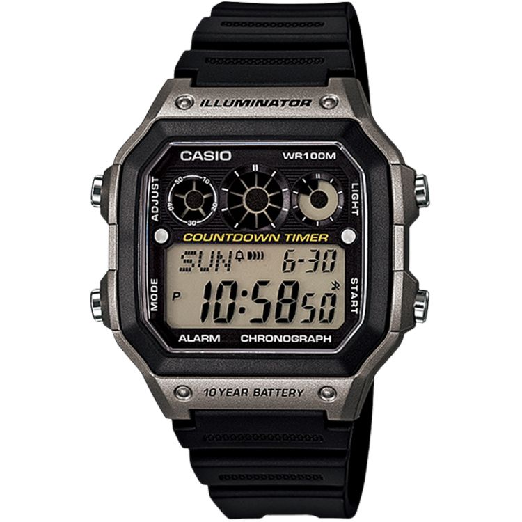 Casio Illuminator Dijital AE1300WH-8AV Casio Erkek Siyah Gri | TEGXNH285