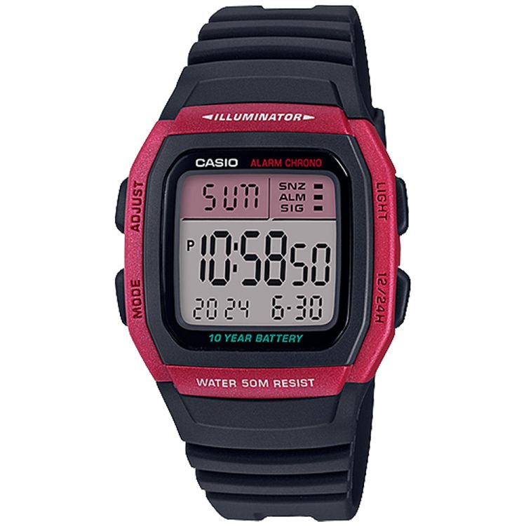 Casio Su Resistant W96H-4AV Casio Erkek Siyah Kırmızı | GNFSKU581